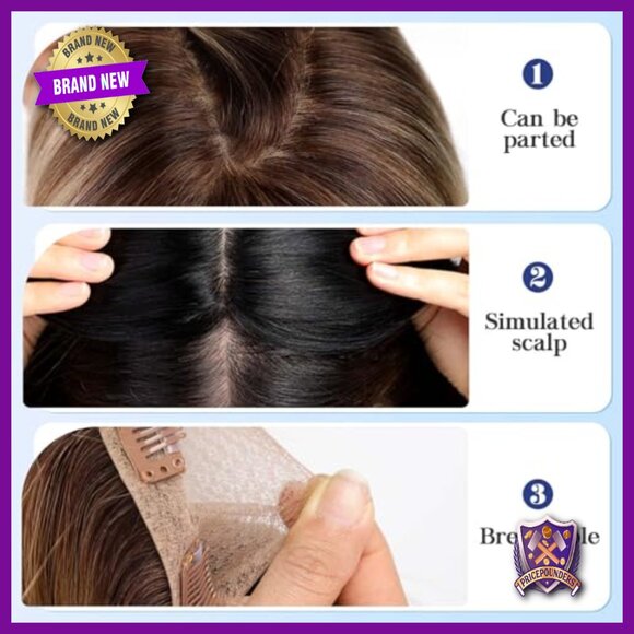 Large Base Human Hair Topper 5x5.5 Inches No Bangs For Thinning Hair main image 5